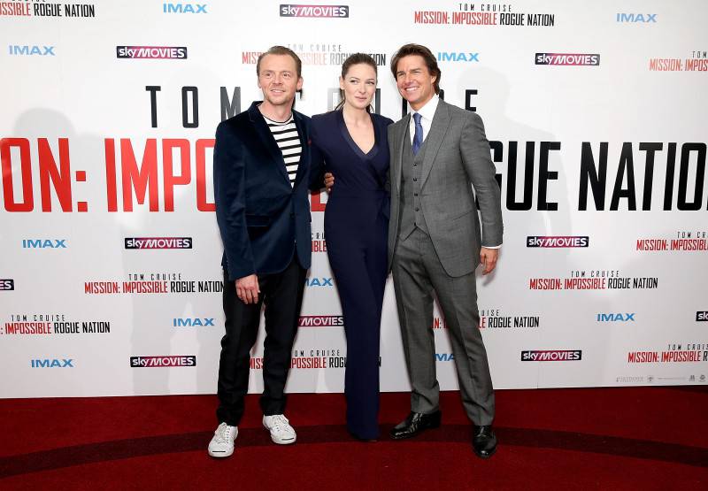 LONDON, ENGLAND - JULY 25:  Simon Pegg, Rebecca Ferguson and Tom Cruise attend the UK Fan Screening of 'Mission: Impossible - Rogue Nation' at the IMAX Waterloo on July 25, 2015 in London, United Kingdom.  (Photo by Mike Marsland/Getty Images for Paramount Pictures) *** Local Caption *** Simon Pegg; Rebecca Ferguson; Tom Cruise