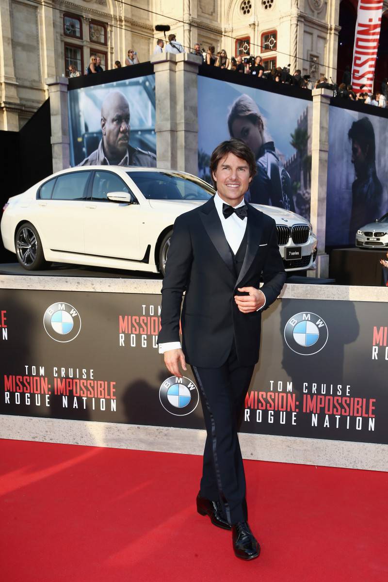 VIENNA, AUSTRIA - JULY 23:  (EDITORS NOTE: This image has been digitally manipulated) Tom Cruise attends the world premiere of 'Mission: Impossible - Rogue Nation' at the Opera House (Wiener Staatsoper) on July 23, 2015 in Vienna, Austria.  (Photo by Andreas Rentz/Getty Images for Paramount Pictures International)