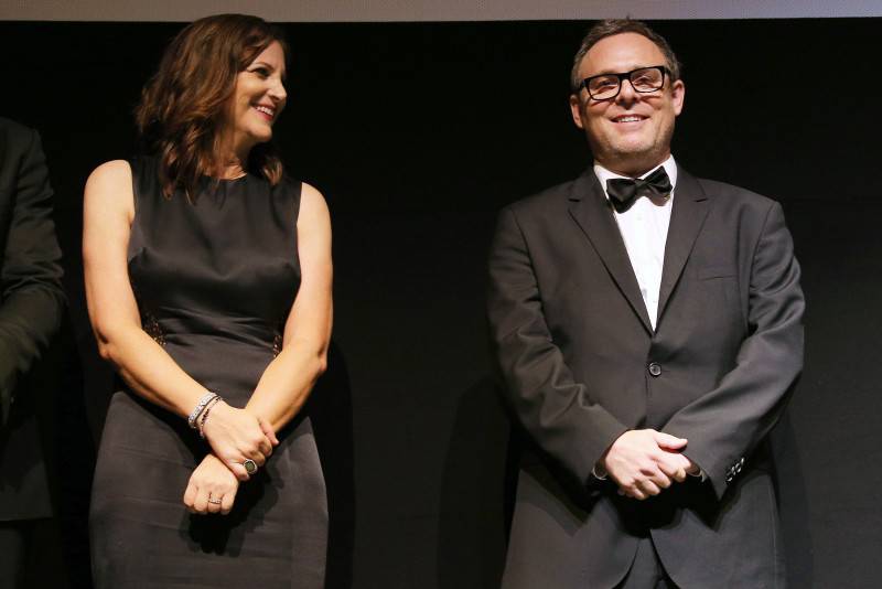 VIENNA, AUSTRIA - JULY 23:   (EDITORS NOTE: This image has been digitally manipulated) David Ellison, Dana Goldberg and Bryan Burk stand on stage during the world premiere of 'Mission: Impossible - Rogue Nation' at the Opera House (Wiener Staatsoper) on July 23, 2015 in Vienna, Austria.  (Photo by Gisela Schober/Getty Images for Paramount Pictures International) *** Local Caption *** David Ellison;Dana Goldberg;Bryan Burk