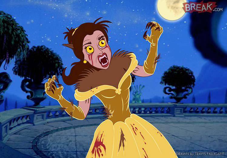 Principesse-Disney-in-versione-horror-per-Halloween-Belle-come-Donna-Lupo