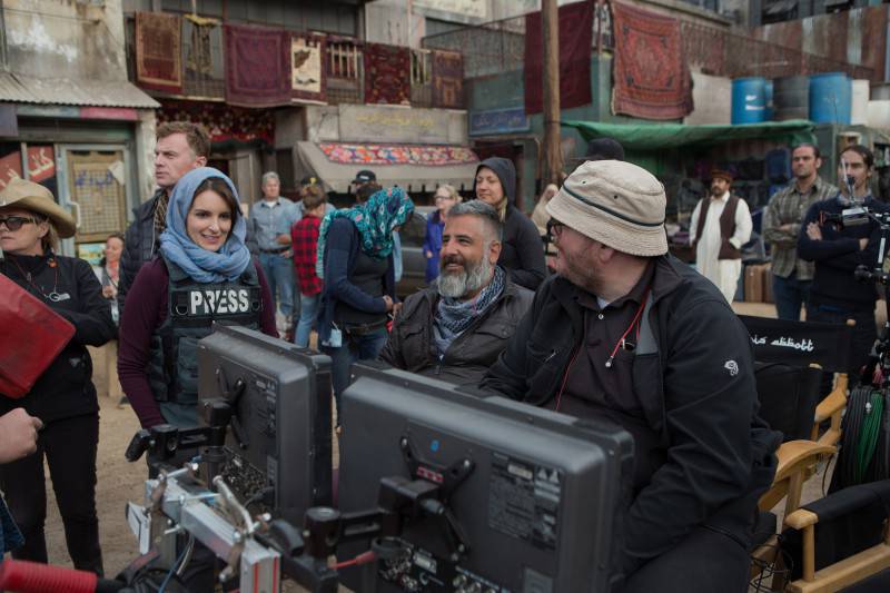 Left to right: Tina Fey, Director Glenn Ficarra and Director John Requa on the set of Whiskey Tango Foxtrot from Paramount Pictures and Broadway Video/Little Stranger Productions in theatres March 4, 2016.