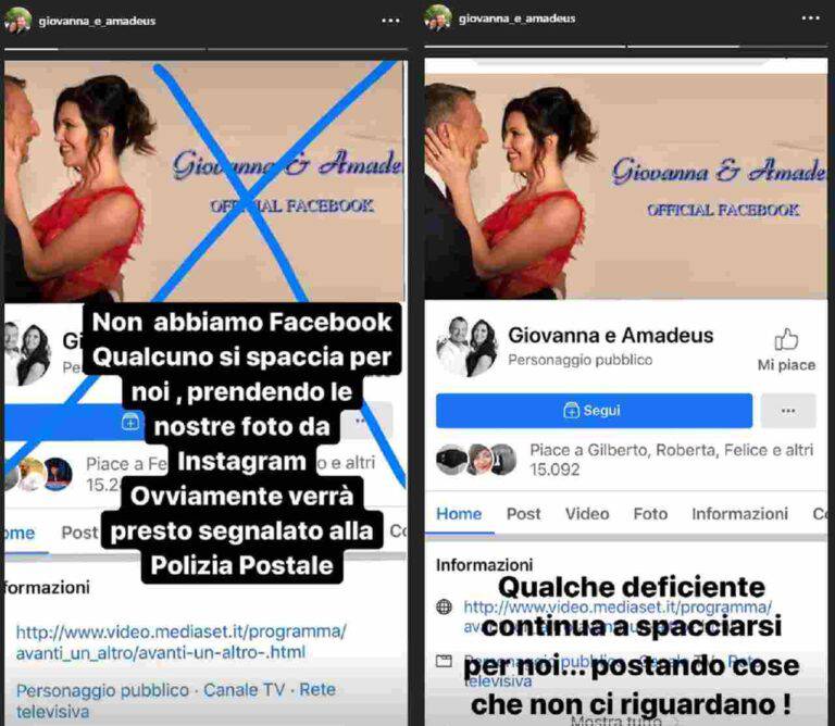 Amadeus e Giovanna Civitillo furiosi: furto di identità su ...