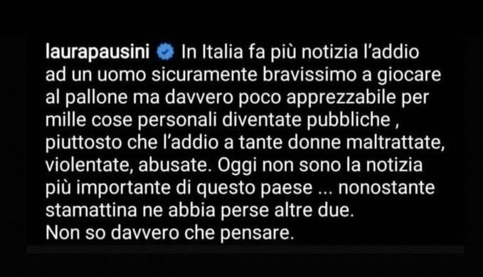 laura pausini commento maradona