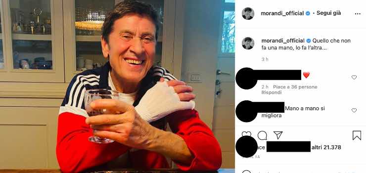 Gianni Morandi brillante soluzione dopo l'incidente: ecco cosa fa