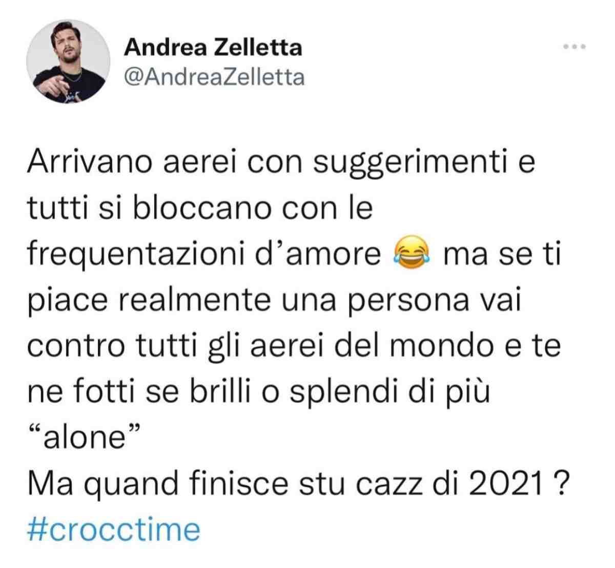Il tweet di Andrea Zelletta
