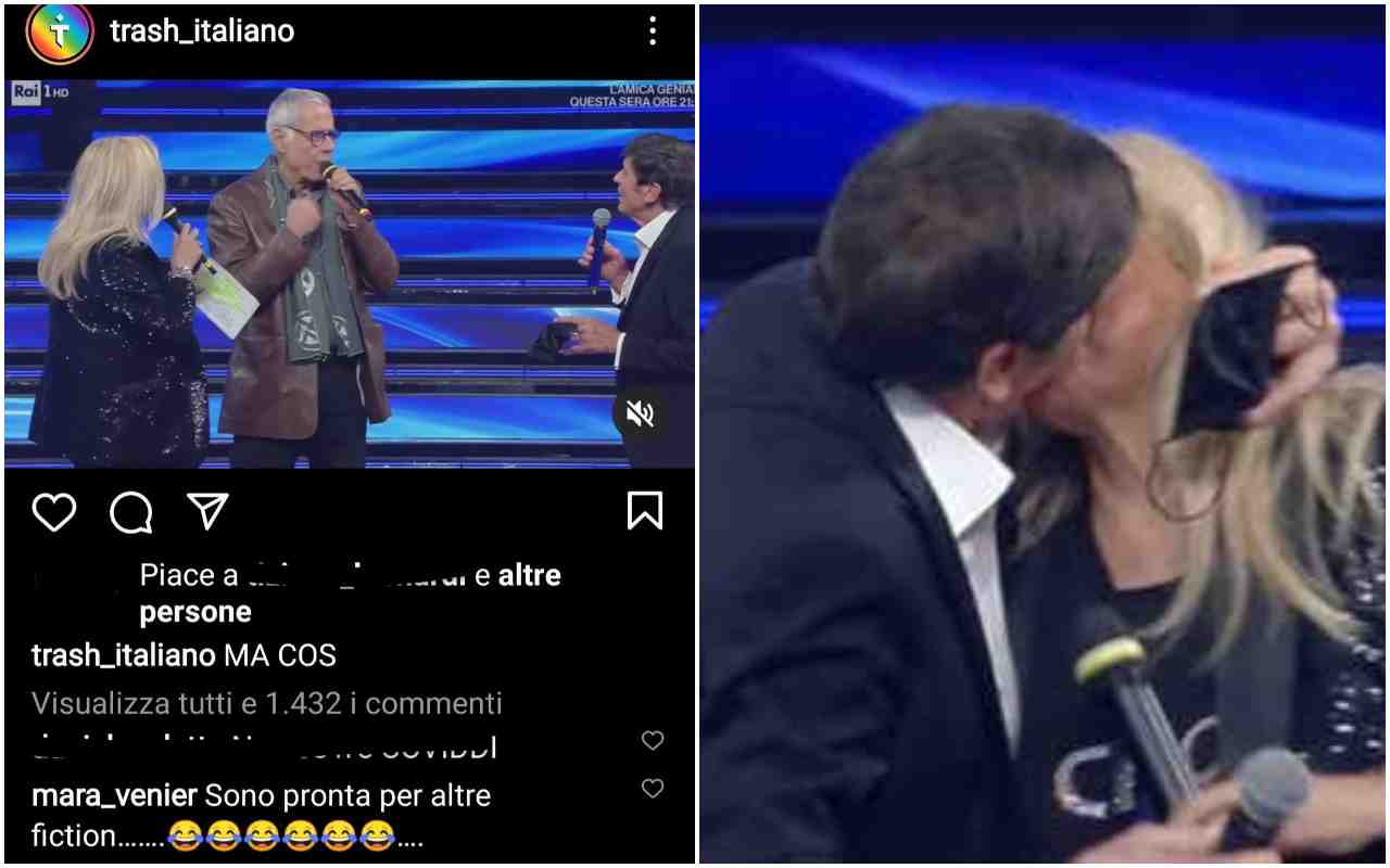 Mara Venier e Gianni Morandi, bacio a Domenica In