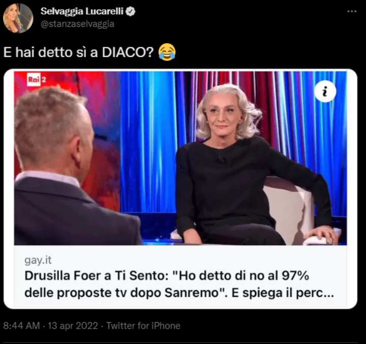 Selvaggia Lucarelli su scelta Drusilla Foer