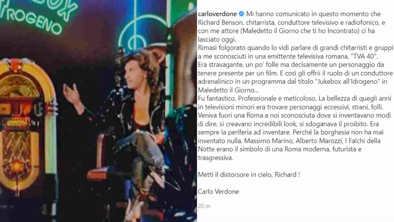 Messaggio Carlo Verdone su Richard Benson