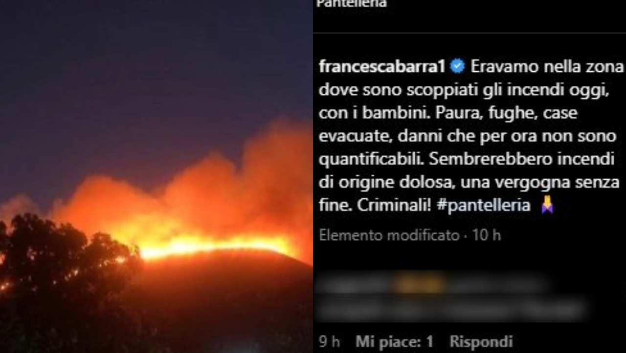 Francesca Barra, incendi Pantelleria
