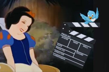 Biancaneve con accanto un Ciak e sopra questo un uccellino