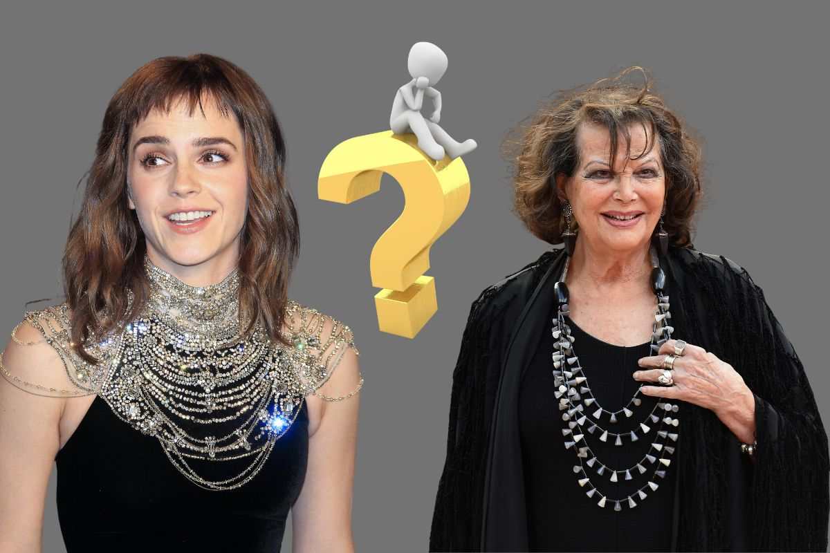 emma watson, claudia cardinale e un omino con punti interrogativi in mezzo
