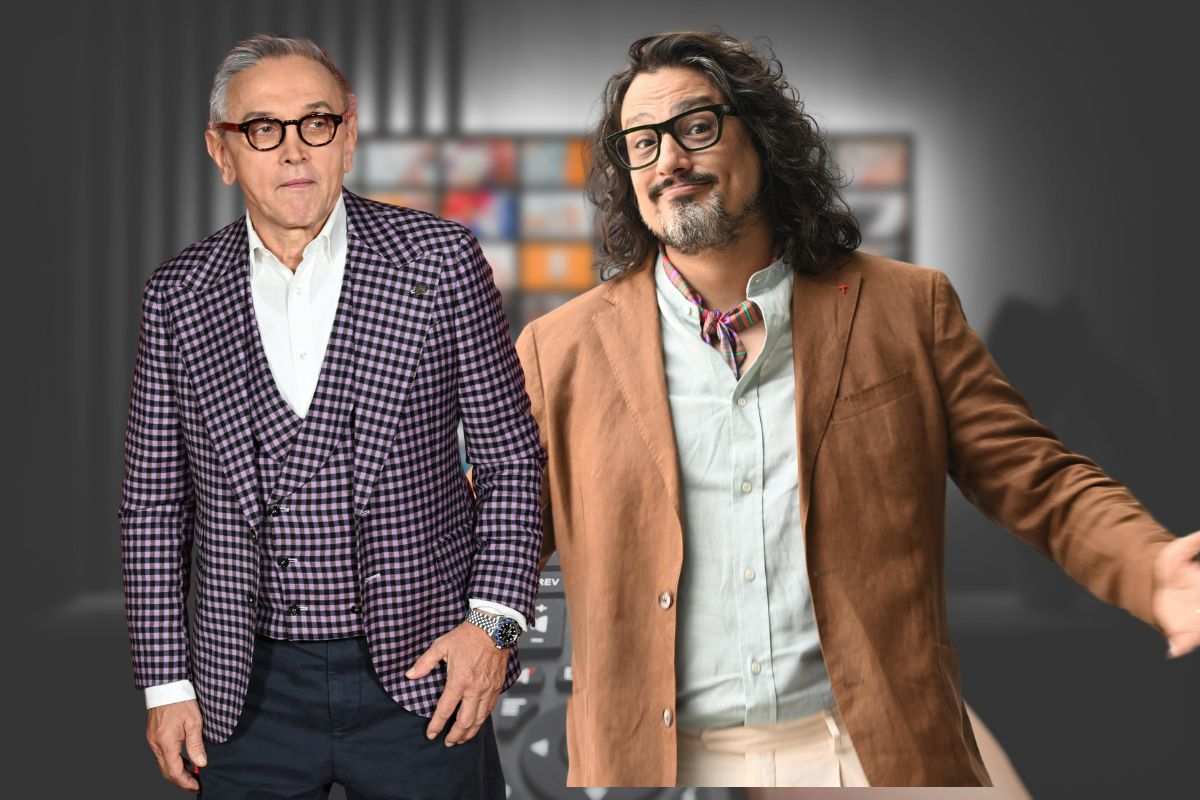 bruno barbieri e alessandro borghese dietro una tv