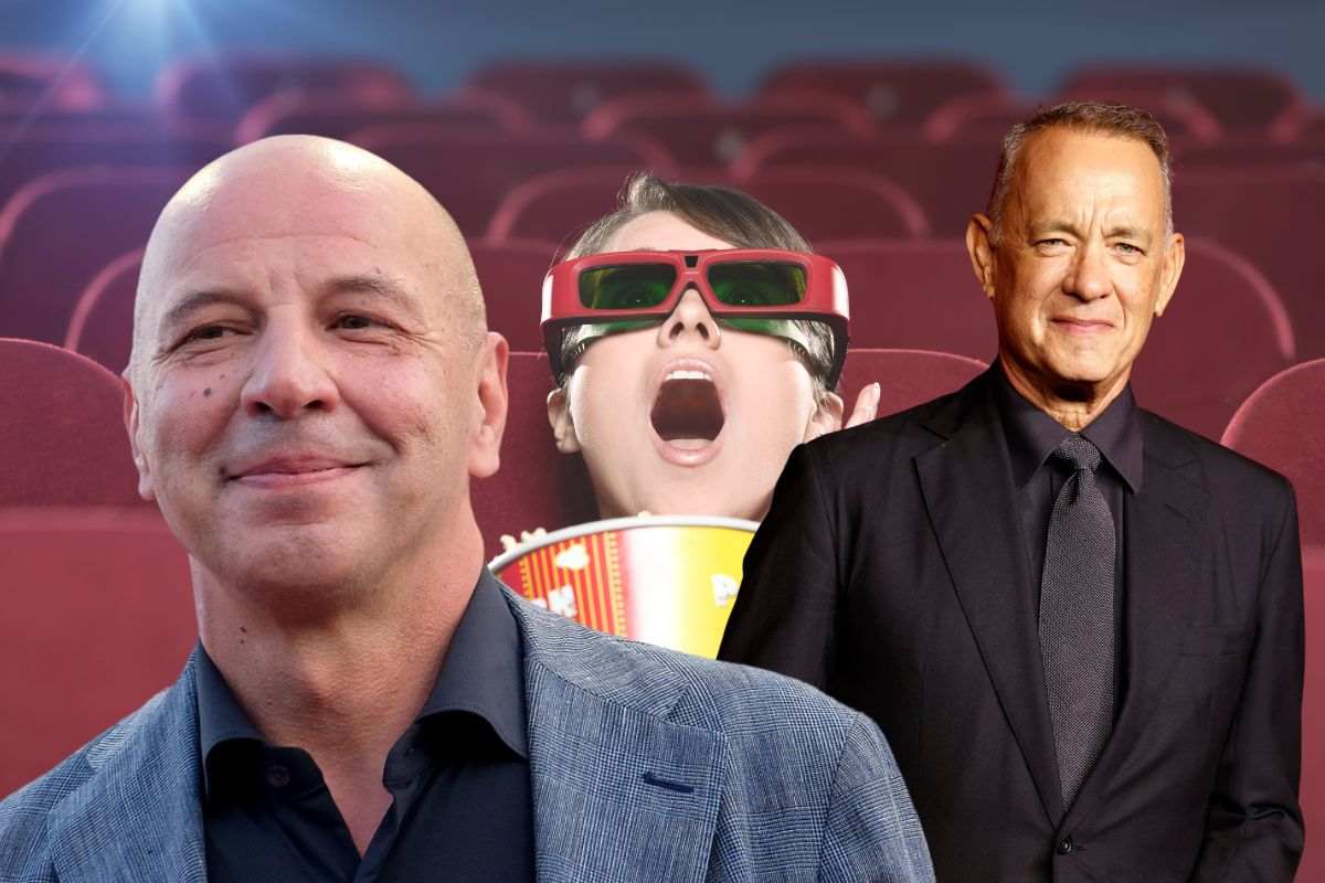 aldo, tom hanks e dietro un bambino al cinema