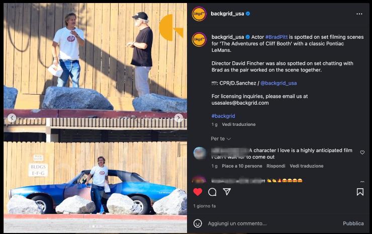 Brad Pitt e David Fincher sul set de 'Le avventure di Cliff Booth'