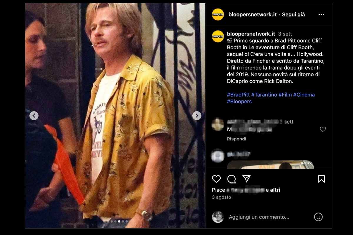 Brad Pitt sul set de Le avventure di Cliff Booth