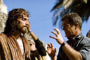 Jim Caviezel e Mel Gibson sul set de La passione di Cristo